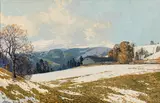 Josef Stoitzner, Farmhouse in the melting snow, oil on canvas