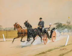 Gottfried Wilda, Carriage ride, 1902, watercolour on paper