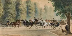 Gottfried Wilda, Ride at the Wiener Prater, 1885, watercolour on paper