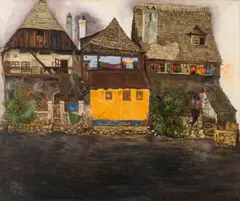 Erwin Dom Osen, Houses in Krumau, 1912, oil on canvas