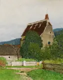 Ferdinand Brunner, Parish garden (parish church at Rabenstein at the river Pielach), c. 1900, oil on panel
