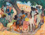 Leo Putz, Caboclos songs, church festival Penha near Rio, 1932, oil on cardboard