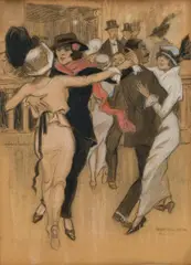 Stefanie Glax, Im Moulin de la Galette, pastel chalk on cardboard