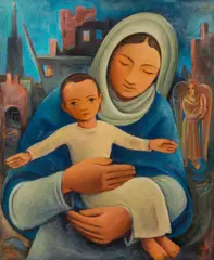 Carry Hauser, Viennese Madonna, 1947, mixed media on cardboard