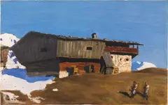 Alfons Walde, Farmstead in Tyrol (in spring), c. 1928/30, oil on cardboard