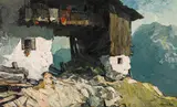 Oskar Mulley, Farmstead in the moutanis, c. 1933, oil on canvas