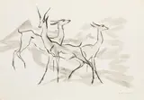 Three antelopes by Ludwig Heinrich Jungnickel, watercolour, chalk on paper, sold Jun 2018