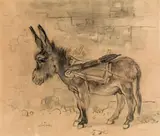 Donkey by Ludwig Heinrich Jungnickel, charcoal and watercolour on paper, sold Jun 2018