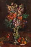 Anton Faistauer, Flower still life - Flowers and apples, 1914, oil on canvas