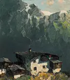 Oskar Mulley, Mountain farmstead, c. 1933, oil on canvas