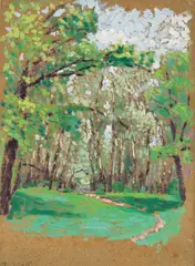 Rudolf Junk, Forest in spring, 1905, oil on cardboard