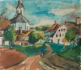 Franz von Zülow, Way into the village, 1929, oil on cardboard