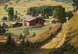 Josef Stoitzner, Farmstead at Pinzgau (Tauern landscape), c. 1935, oil on hardboard