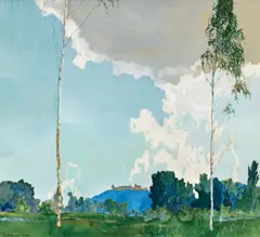 Göttweig by Siegfried Stoitzner, 1921, mixed media on canvas on cardboard, sold Jun 2018