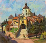 Emil Beischläger, Haydn-Church in Eisenstadt, 1974, oil on canvas