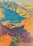 Ernst Nepo, View into the Etschtal on Castel Beseno at Rovereto on the way to Monte Pasubio, pastel on paper