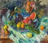 Lisl Engels, Fruit still life, 1950, oil on canvas