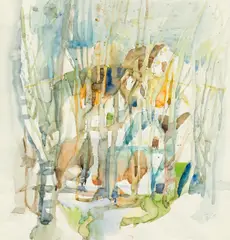 Kurt Panzenberger, Frühlingsort, 1979, watercolour on paper; framed