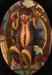Wolfgang Herzig, Die Kämmende, oil on canvas; framed