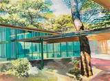 Moni K. Huber, Hotel Helios I, 2016, oil and paper on canvas; unframed
