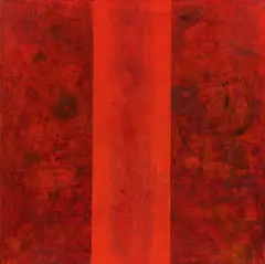 Red M 1 by Hubert Scheibl, oil on canvas; framed, sold Jun 2018