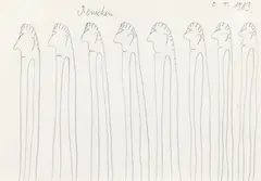 Oswald Tschirtner, Menschen, 1983, pencil on paper; framed