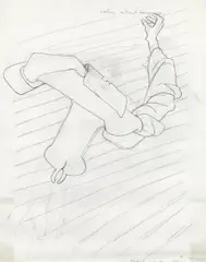 Maria Lassnig, Notion without language, 1971, pencil on paper; framed