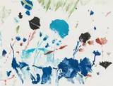 Max Weiler, Blaue Blume, 1990, colour lithography on paper; framed