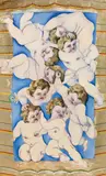 Gudrun Kampl, Massenengel, 1994, oil on patterned fabric; unframed