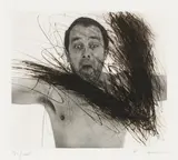 Arnulf Rainer, Untitled, overpainted print; framed