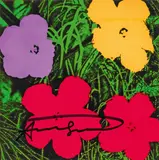 Andy Warhol, Flowers (Galerie Sonnabend invitation), 1970, colour offset lithography on paper; framed