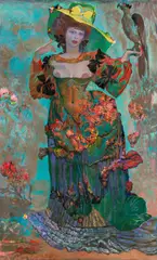 Ernst Fuchs, Papagena, 1988, oil on canvas; framed