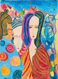 Franz West, Personen, mixed media on paper; framed in the original artist's frame