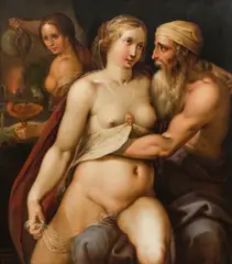 Lazarus van der Borcht, Lot and his daughters, oil on panel