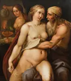 Lazarus van der Borcht, Lot and his daughters, oil on panel