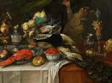 Jan van Kessel the Elder, Still life with lobster and raspberries, oil on canvas
