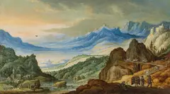 Marten Ryckaert, Alpine crossing, oil on panel