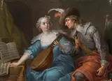 Franz Christoph Janneck, The music lesson, oil on panel