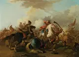 August Querfurt, Cavalry battle, oil on panel