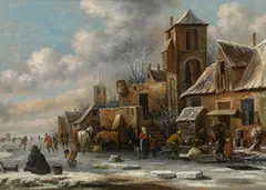 Thomas Heeremans, Winter landscape, 1671, oil on panel, parqueted