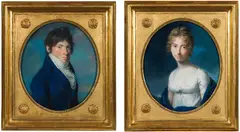 Carl Friedrich Franquet (1783-1851) and his wife Sophie Franquet (1783-1835), née Kraut (counterparts) by Johann Heinrich Schröder, pastel on paper, mounted on panels, sold Apr 2018