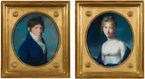 Johann Heinrich Schröder, Carl Friedrich Franquet (1783-1851) and his wife Sophie Franquet (1783-1835), née Kraut (counterparts), pastel on paper, mounted on panels