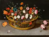 Jan Brueghel the Younger, Flowers in a basket with handle