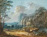 Country road in a mountain landscape by Johann Christian Brand, gouache on paper, sold Apr 2018