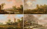 Christian Hilfgott Brand, The four seasons (4 paintings), oil on panel, parqueted