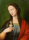 Pietro Perugino, Saint Mary Magdalene holding an ointment vessel, oil on panel