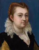 Prospero Fontana, Portrait of a woman with a lace collar, oil on panel