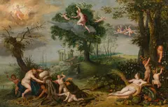 Adrian van Stalbemt, Allegory of the Four Elements, 1620-30, oil on panel, parqueted