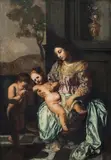 Francesco Cozza, Madonna with child and the Infant Saint John the Baptist, oil on panel