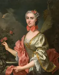 Portrait of lady in a landscape by Charles André van Loo, oil on canvas, offered Apr 2018